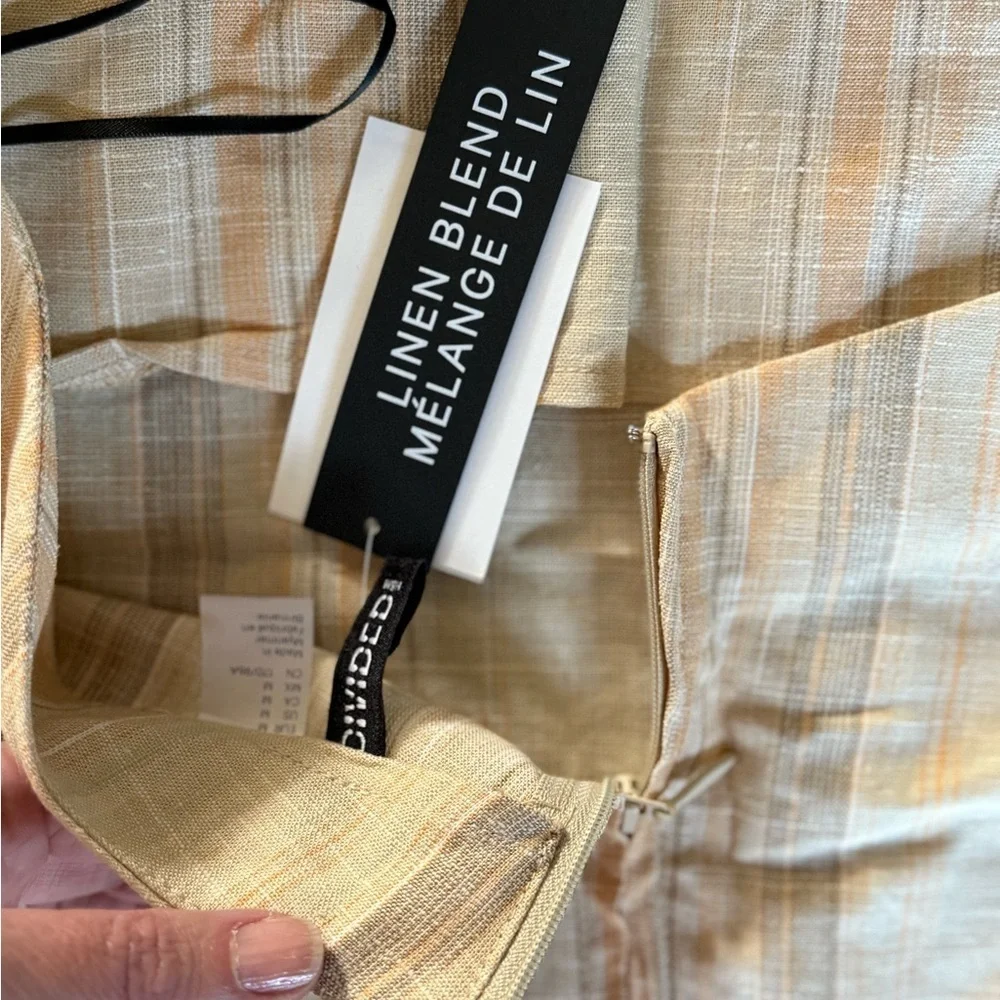 NWT- Beige-Striped Gathered Corset-style Top, Medium